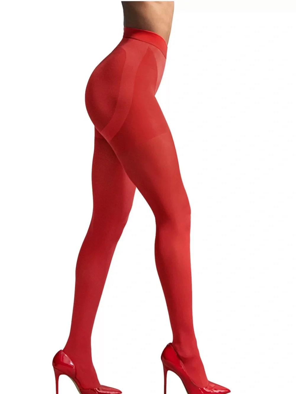 Women's Red Opaque Tights - Sleek Everyday Style